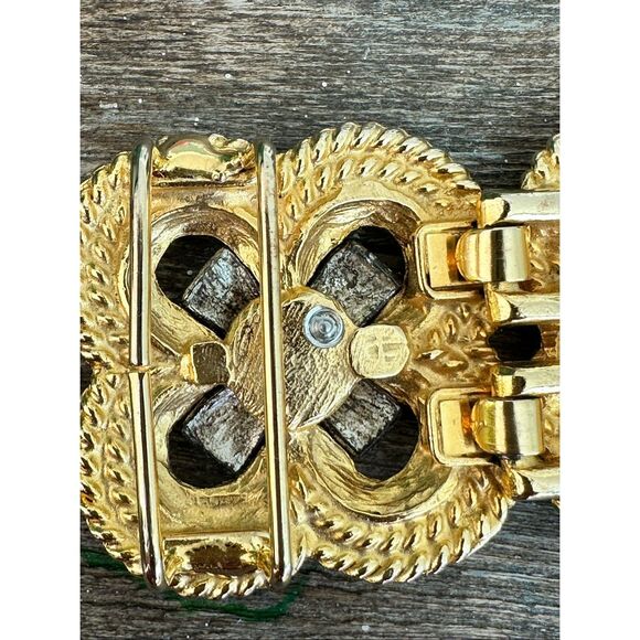 Gay Boyer Vintage two-tone gold and silver metal rope motif belt buckle - Picture 5 of 7